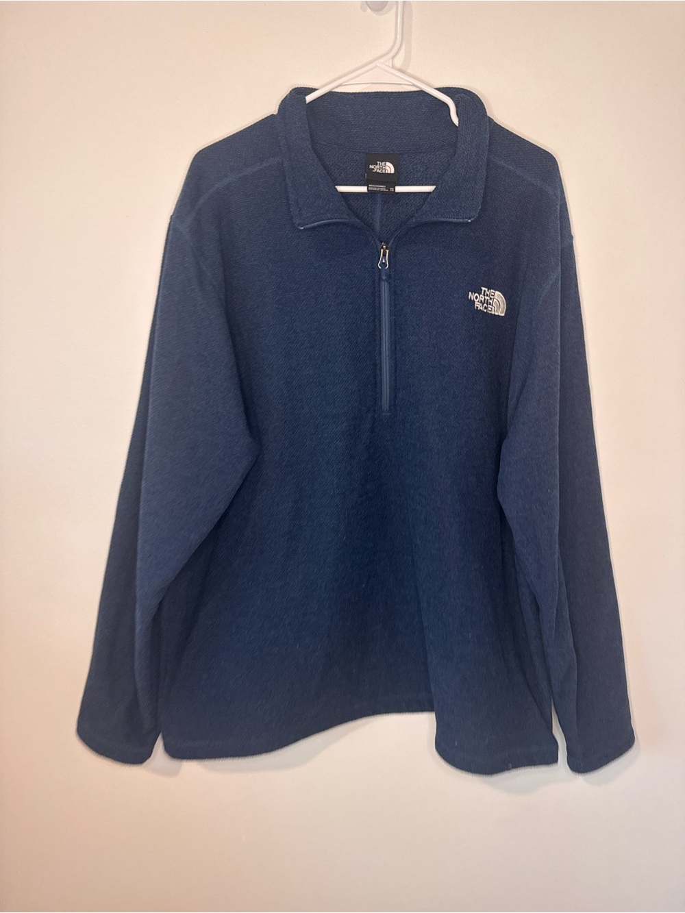 The North Face Men’s XXL Blue Textured Fleece Quarter Zip Pullover